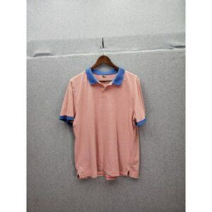 Free Assembly Polo Shirt Men Large Red Striped Contrast Collar Short Sleeve